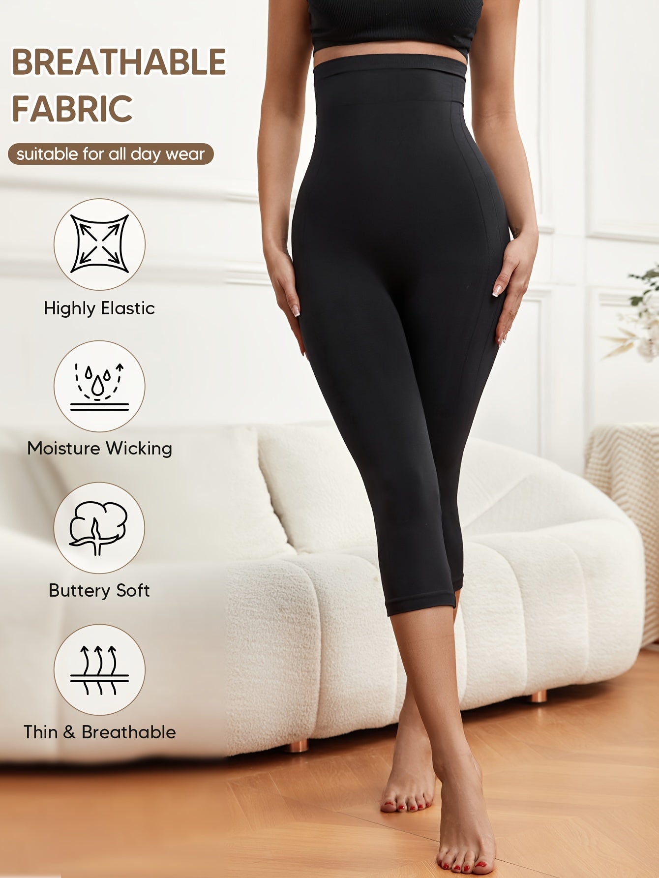 Liora: Tummy Control & Butt Lifting High-Waist Shaping Capri Pants