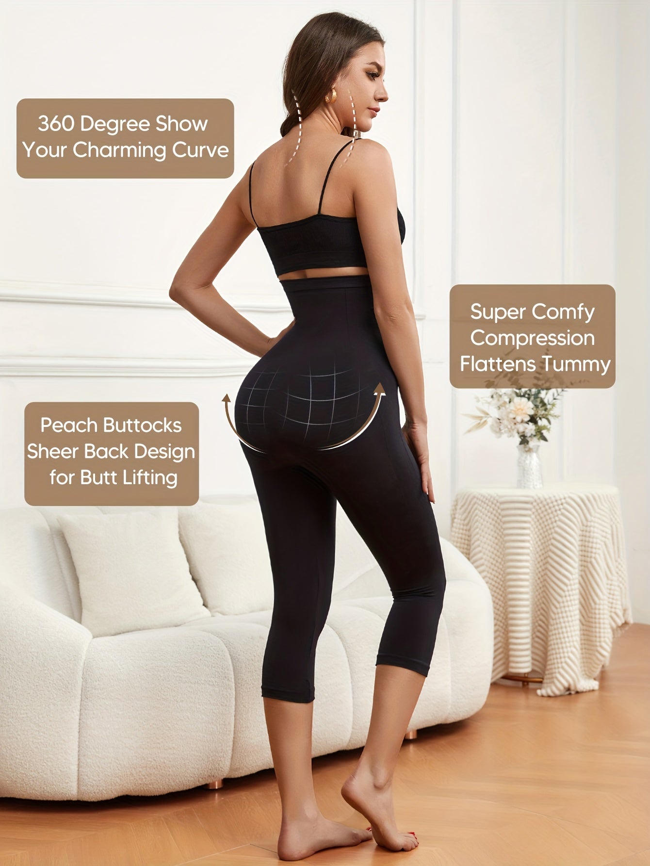 Liora: Tummy Control & Butt Lifting High-Waist Shaping Capri Pants