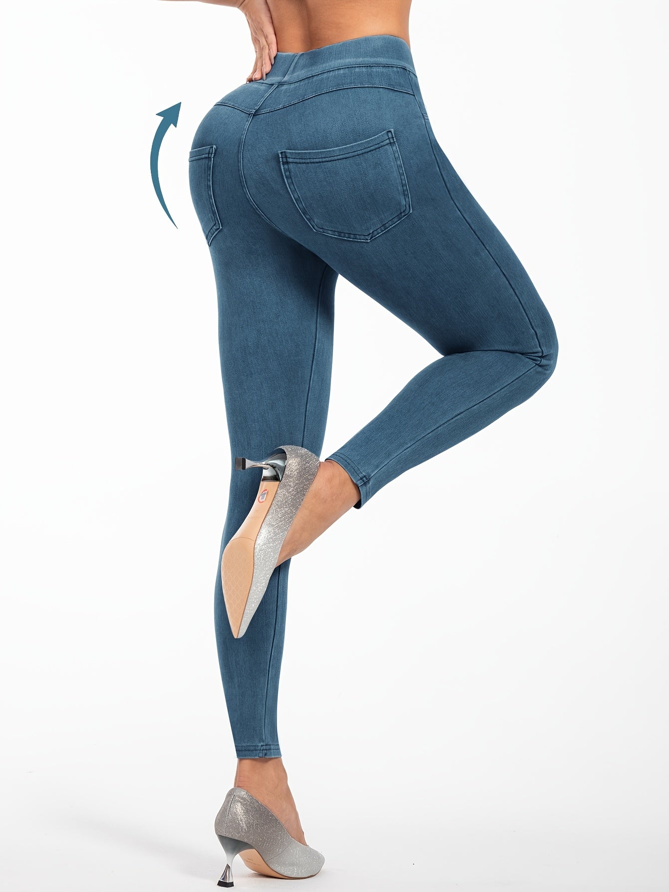 Seraphina: Elastic Faux Denim Leggings