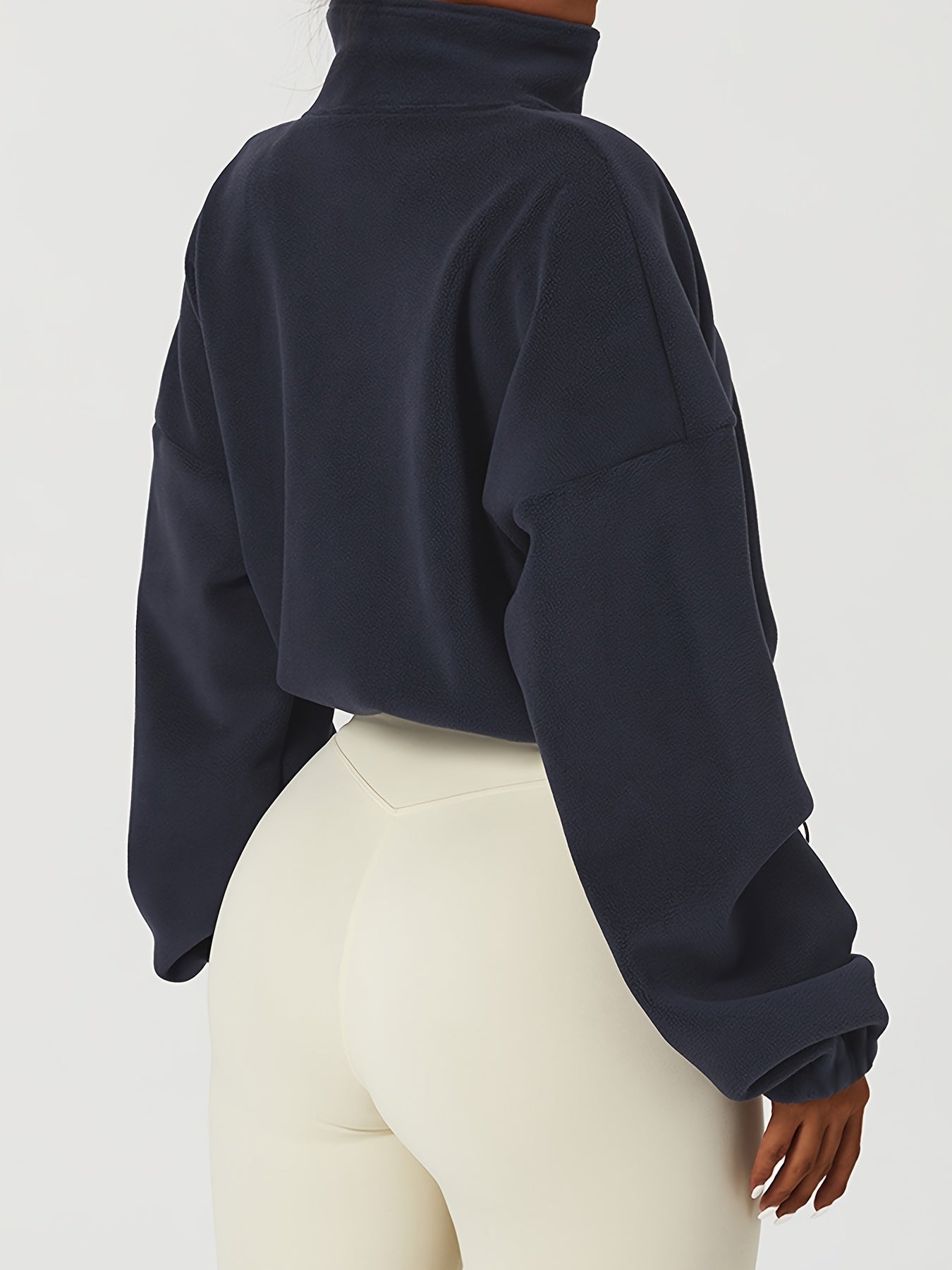 Isla: Fleece Crop Jacket With Zipper And Drawstring