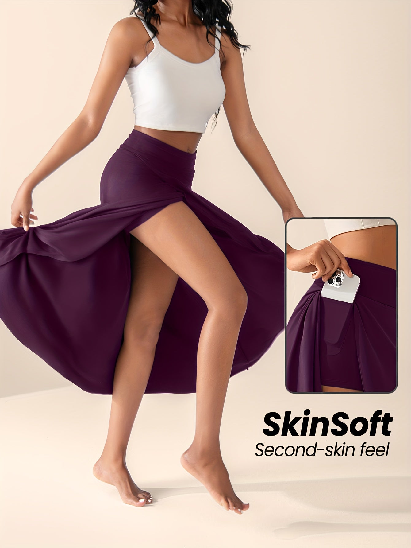 Aurora: High-Waisted Split Skirt with Pockets